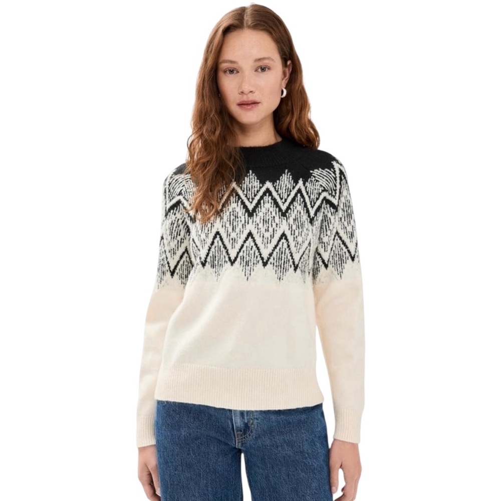 VARLEY Siren Relaxed Black and Cream Jacquard Women's Sweater- S - Picture 4 of 16